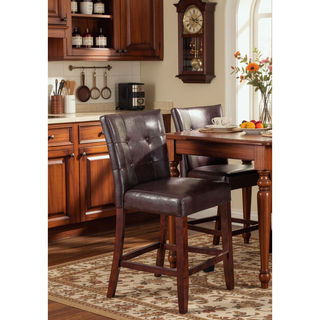 Sunvega Wooden Counter Height Table with 2 Drop Leaves and Stemware Storage Rack