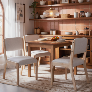Sunvega Modern Farmhouse PU Dining Chairs with Thick Padded Seat and Solid Wood Legs
