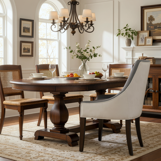 Sunvega Plush Two Tone Fabric Upholstered Dining Chair with Walnut Finish