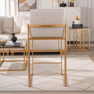 Sunvega Contemporary High Back Counter Stool with Padded Seat in Gold Steel