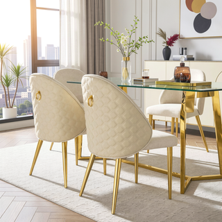 Sunvega Modern Dining Chairs with Stainless Steel Legs and Velvet PU Leather Upholstery, Set of 2