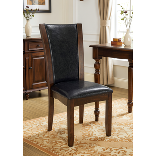 Sunvega Contemporary Dark Cherry Brown Leatherette Cushion Side Chairs Set Of 2