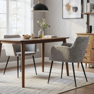 Sunvega Contemporary Black and Grey Fabric Upholstered Dining Chairs Set of 2