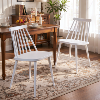 Sunvega Farmhouse Spindle Back Dining Chairs Set of 2 in Sturdy Polypropylene