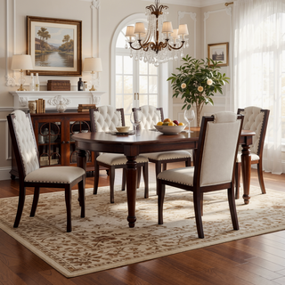 Sunvega Upholstered Dining Chairs Set of 4 with High Back Tufted Detail and Nailhead Trim