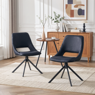 Sunvega Modern PU Leather Swivel Dining Chairs Set of 2 with Auto-Return and High Back