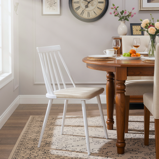 Sunvega Farmhouse Spindle Back Dining Chairs Set of 2 in Sturdy Polypropylene