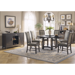 Sunvega Transitional Round Dining Table with White Marble Top and Lazy Susan
