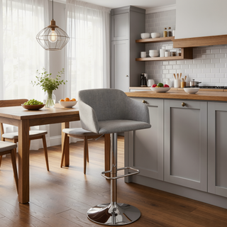 Sunvega Contemporary Adjustable Swivel Barstool with Stylish Fabric Covered Seat