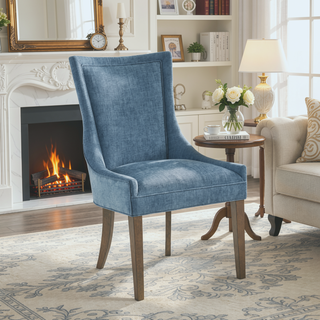 Sunvega Set of 2 Stylish Chenille Upholstered Dining Chairs with Ample Seat