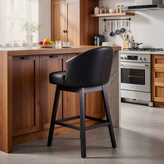 Sunvega 360 Swivel Upholstered Counter Stools Set of 2 with Backrest and Footrest