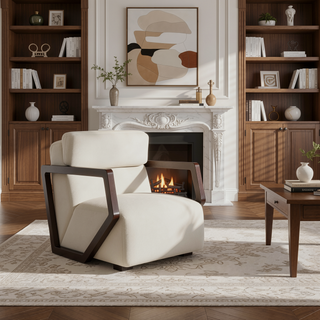 Sunvega Modern Dining Armchair in Soft Velvet with Sculptural Beech Wood Frame