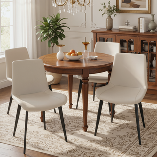 Sunvega Modern Leather Dining Chairs with Sturdy Metal Legs and Upholstered Cushion Seat