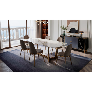 Sunvega Gold and Taupe Finish Contemporary Style 2pc Fully Upholstered Round Side Chair