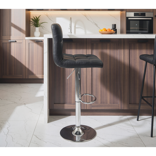 Sunvega Faux Leather Adjustable Hydraulic Swivel Bar Stool Set of 2 Black