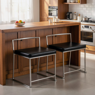 Sunvega Modern Stackable Dining Chairs with Upholstered Seat and Metal Frame Set of 2