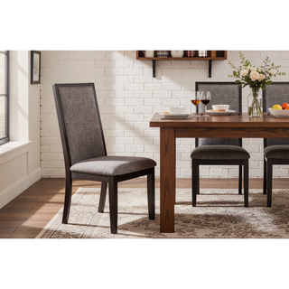 Sunvega Modern Grey Upholstered Fabric Dining Chairs Set of 2pc High Chairs