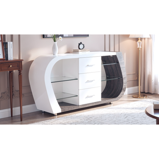 Sunvega Contemporary Zigzag Style Half Moon Metal Base Dining Chairs with White Welt Detail