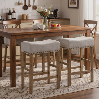 Sunvega Counter Height Dining Table with Storage Shelf in Weathered Gray Finish