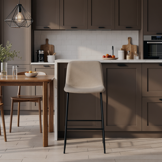 Sunvega Modern Taupe Leather-Look Bar Height Chair for Standing Desk