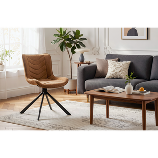 Sunvega Mid-Century Modern Tufted Diamond Pattern Upholstered Swivel Dining Chair