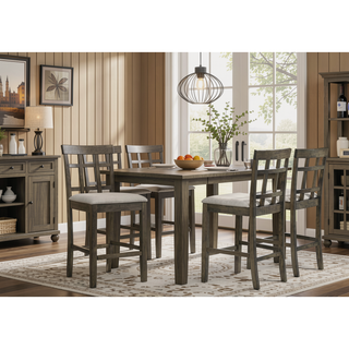 Sunvega Contemporary Gray Finish Rectangular Dining Table Seating Six