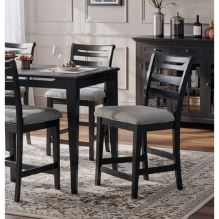 Sunvega Modern Black Ladder Back Upholstered Counter Height Dining Chairs Set of 2
