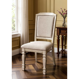 Sunvega Transitional Style 2pc Side Chair with Nailhead Trim and Turned Legs