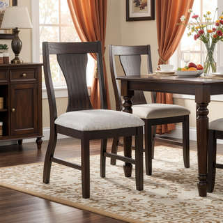 Sunvega Contemporary Espresso Slat Back Chairs with Upholstered Seat for Dining Room