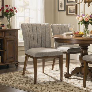 Sunvega Elmwood Cream Fabric Dining Chair Set Of 2 Mid Century Velvet