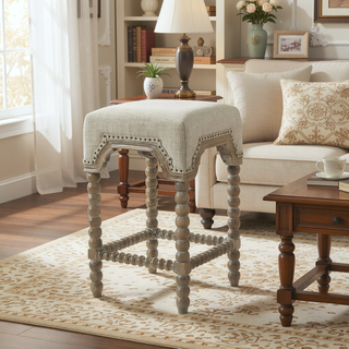 Sunvega Christine Counter Stool with Turned Legs and Footrest