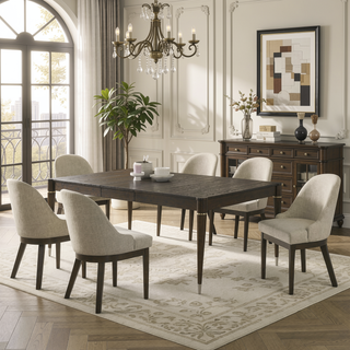 Sunvega Soft Beige Upholstered Dining Side Chair with Curved Backrest and Padded Seat
