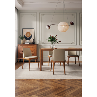 Sunvega Modern Tan Faux Leather Upholstered Dining Chair for Home Office