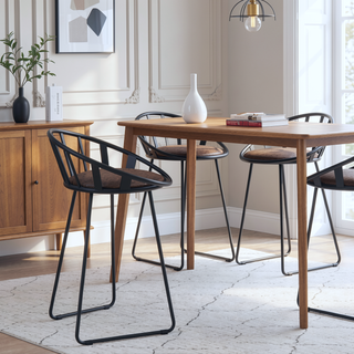 Sunvega Brown and Black Synthetic Leather Counter Height Chair with Sled Base