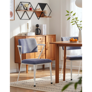 Sunvega Tall Backrest Dining Chair with Padded Gray Fabric Seat Set of 2