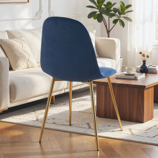 Sunvega Gold Steel and Blue Velvet Pebble Contemporary Upholstered Accent Chairs