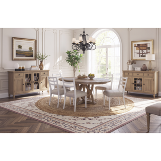 Sunvega White Finish Ladderback Side Dining Chair with Polyester Upholstered Seat Set of 2