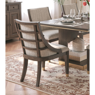 Sunvega Semi-Deconstructed Textured Fabric Upholstered Armchairs with Wood Frame