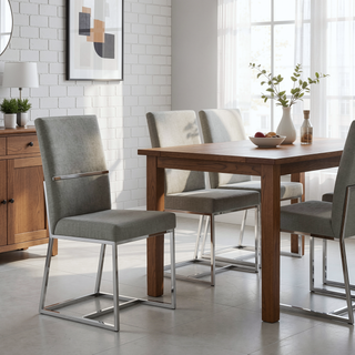 Sunvega Modern Velvet Upholstered Stainless Steel Dining Chair with Chrome Finish