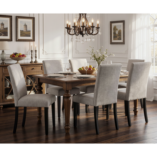 Sunvega Contemporary Parson Style Upholstered Dining Chairs with Gray Fabric