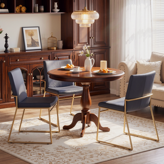 Sunvega Gold Steel and Grey Faux Leather Contemporary Dining Chair Set of 2