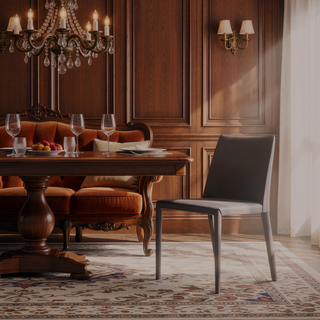 Sunvega Modern Gray Leatherette Upholstered Dining Chairs Set of 2