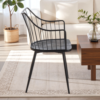 Sunvega Black Metal and Wood Farmhouse Chair with Spindle Back for Dining