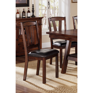 Sunvega Dark Walnut Wood Framed Dining Chairs with Faux Leather Cushion Seats