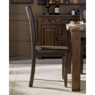 Sunvega Solid Acacia Wood Armless Side Chair with Scooped Seat and Ladder-back