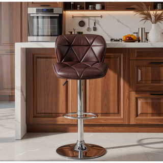 Sunvega Adjustable Height Swivel Barstool with Faux Leather Tufted Seat