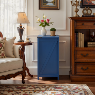 Sunvega 55.1-Inch Farmhouse Sideboard with Sliding Barn Doors and 4 Drawers