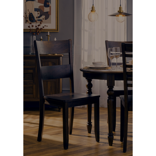 Sunvega Solid Acacia Wood Armless Side Chair with Scooped Seat and Ladder-back