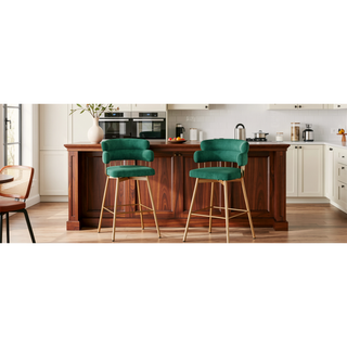 Sunvega 180 Swivel Upholstered Bar Stools with Backs and Metal Legs for Kitchen Island