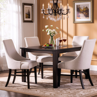 Sunvega Transitional Black and Beige Wingback Arm Chairs with Welt and Angled Legs